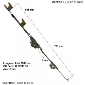 M252 serrure GU G-22243-18 g 22243 18 cremone ferco 3 crochets G-22243-18 G 22243 montpellier clefor
