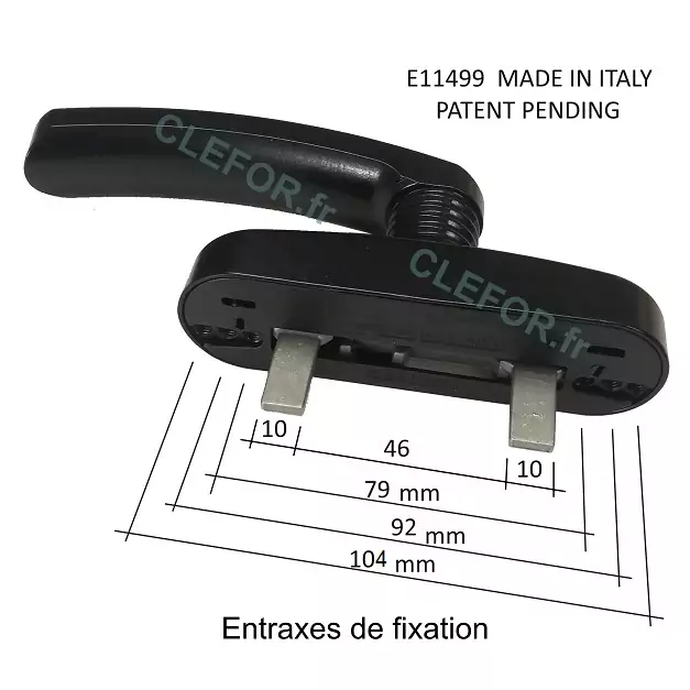 poignee cremone 2 doigts POUR OF technal eretti-erreti E11499 made in italy patent pending