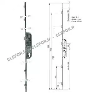 cremone ferco gu 5 28 528 4 galets R4 axe 28mm d980 lg 2200mm G-24489-22-0