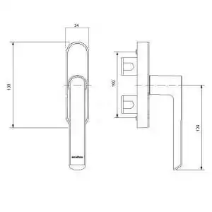 poignee porte fenetre schuco schueco couronne 2 deux fourches en U pour ob of