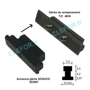 Gâche Schuco 721 4838 à clamer remplace 203087