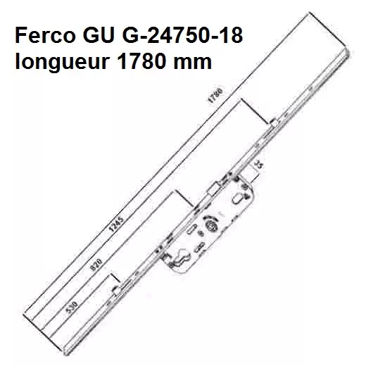 serrure cremone ferco gu 6-35 635 2 galets ajustable haut et bas gu G-24750-18