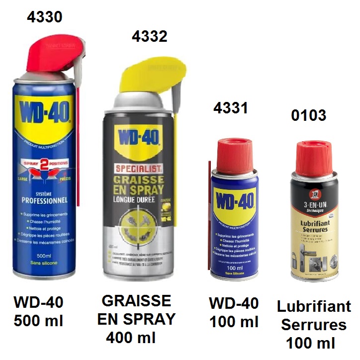 WD-40 Graisse en Spray et Lubrifiant Serrures - Serrures & Clés