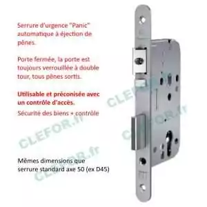 serrure d'uregence panic anti-panique antipanique ejection de pene sortie libre marc serie 825 axe 50
