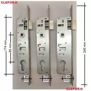 Serrure menuiserie métallique axe 20, 25, 30 entraxe 85 mm