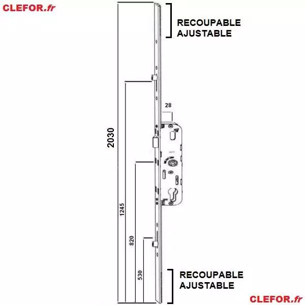 cremone ferco gu g-22675 g-24452 G22675 G24675 ajustable haut et bas longueur 2030