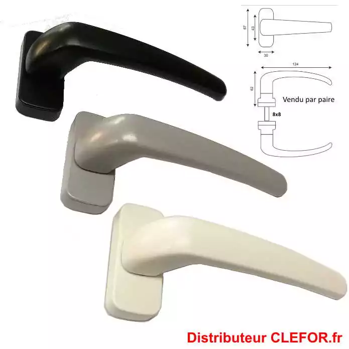 M079IMP poignee porte alu carre 8 mm entraxe fixation 43 50 4 vis