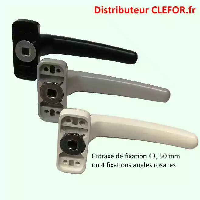 M079IMP poignée à ressort sur rosaces pour porte chissis alu carré de 8 mm