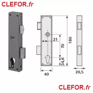 serrure metalux gollot 11-40 serie 11 applique etroite pour menuiserie métallique 11/40