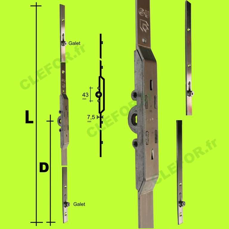 Crémone verrou   axe 7,5 mm   longueur 450 mm   Jet G 13237 04 0 1 FERCO