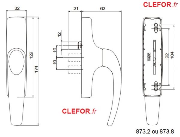 M187B poignee savio manon AV brev patented made in italy savio 872-2 872-8 entraxe de fixation 92-104 mm 1 fourche pour OB