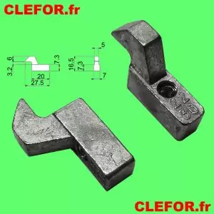 GA2230 gâche 2230 DS2230-000 alu pour coulissant gache crochet mentonnet pour baie coulissante alu