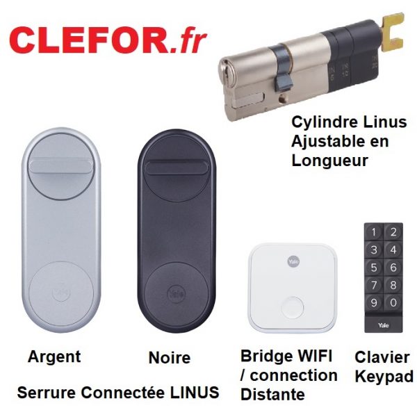 serrure connectee linus noire et argent bridge wifi linus smart keypad yale cylindre ajustable linus rbnb air bnb