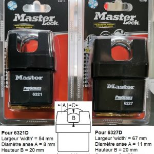 cadenas master lock 6321D et 6327D avec anse renforcée et protégée