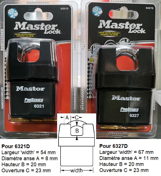 cadenas master lock 6321D et 6327D avec anse renforcée et protégée