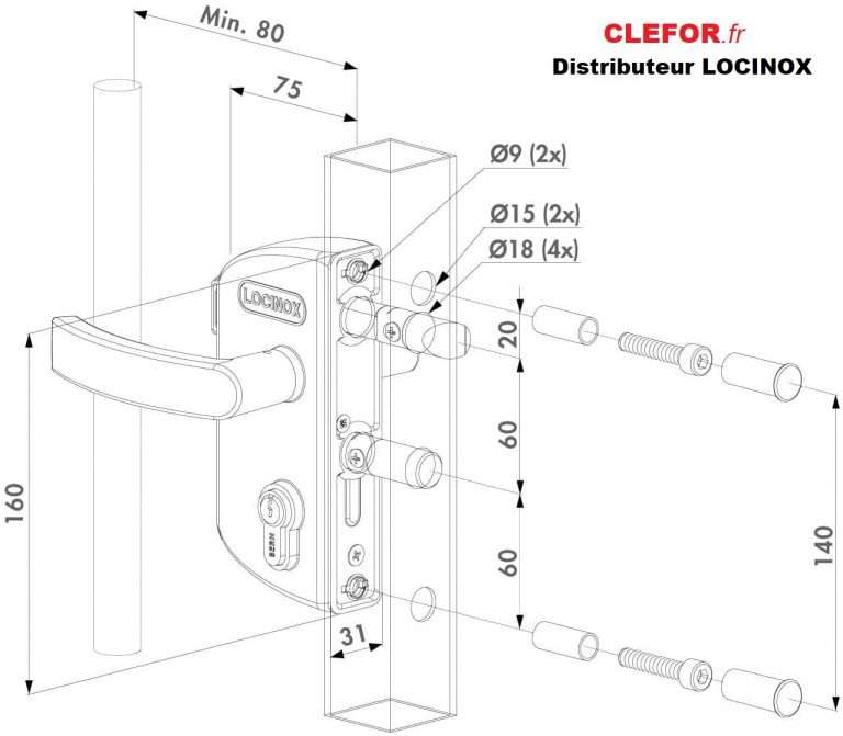Clé De Pose MS 3015 Pour Serrure De Portail Locinox - Cylindre Européen LC40 - Neuf