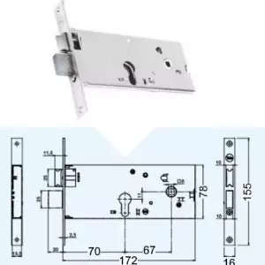 serrure yale corni assa abloy feb yale 8600770080 axe 70 ea 67 coffre 169x78 mm tetiere 155x16