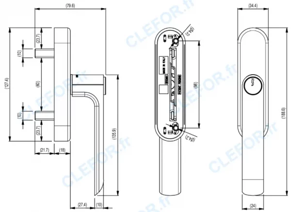 POIGNEE ERRETI E11381 MADE IN ITALY POUR REYNAERS ENTRAXE DE FIXATION 98 MM 0605025 060 5025