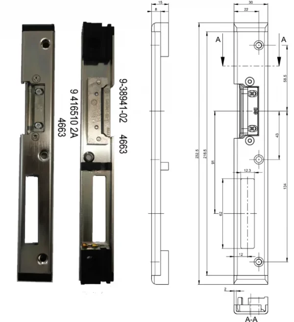 GACHE GU 6-37675-5B-R-1 6-37675-5B-L-1 GACHE CENTRALE SECURY GU GRAVEE 9-38941-02 4663 9 416570 2A