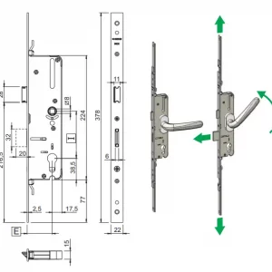 SERRURE GIESSE 3 POINTS SERRURE DE BALCON AVEC PENE DORMANT SERIE 04646000