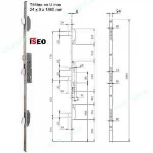 SERRURE ISEO ELECTA 785101302 AXE 22 DERRIERE TETIERE