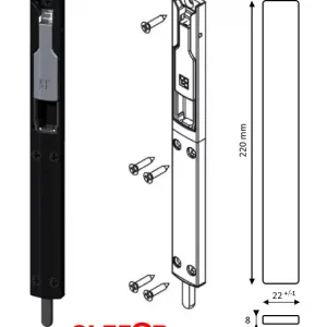verrou a bascule giesse maya 220x22x8 pour menuiserie alu noire
