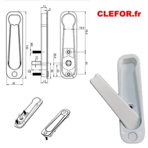poignée E-35611 POIGNEE ESCAMOTABLE E-35611 CUVETTE CARRE DE 7 LG 17