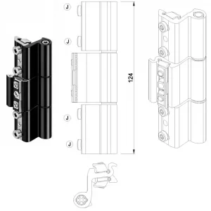 PAUMELLE KAWNEER 3 LAMES A CLAMER 0130160 POUR OUVRANT A LA FRANCAISE OF 3 LAMES A CLAMER 0130160
