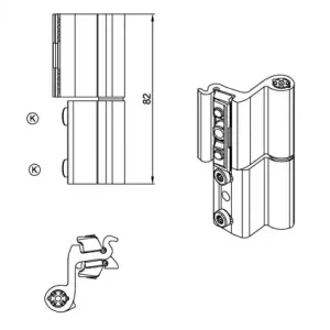 PAUMELLE KAWNEER A CLAMER 0130159 POUR OUVRANT A LA FRANCAISE OF REMPLACE AUSSI PAUMELLE 3 LAMES A CLAMER 0130160