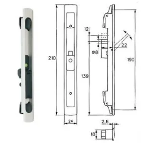 POIGNEE CUVETTE POUR COULISSANT STREMLER 6401 AVEC MANOEUVRE BASCULANTE