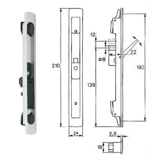 POIGNEE CUVETTE POUR COULISSANT STREMLER 6401 AVEC MANOEUVRE BASCULANTE